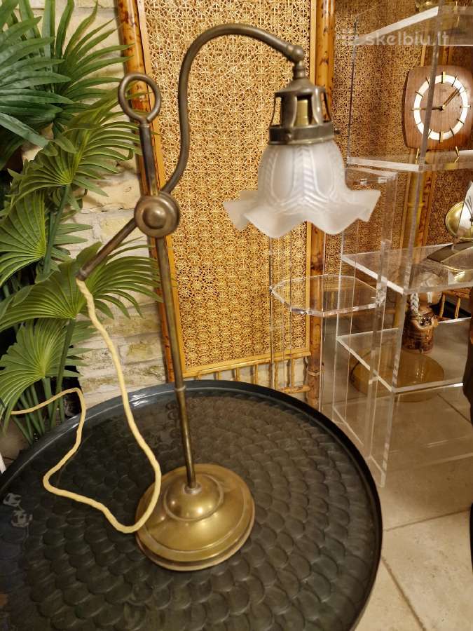 Vintažinė Art Nouveau žalvarinė stalo lempa - nuotraukos Nr. 18