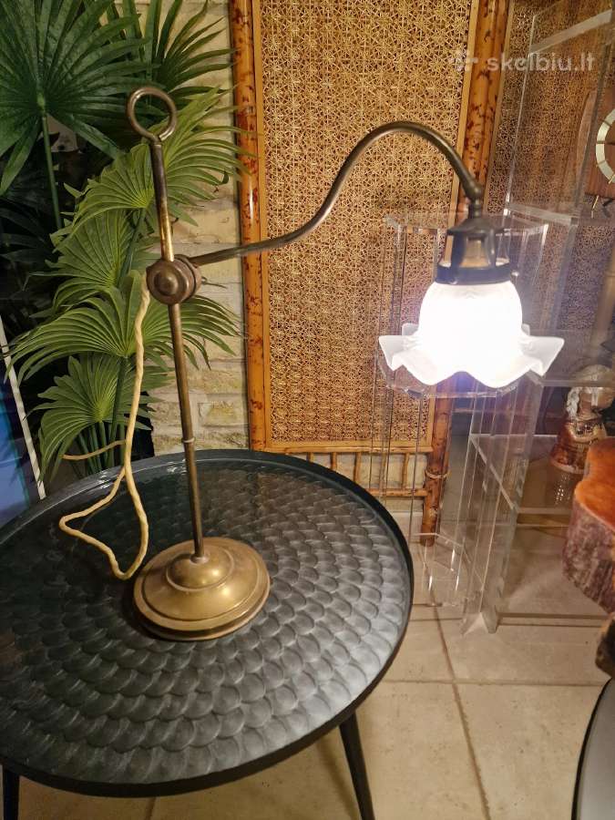 Vintažinė Art Nouveau žalvarinė stalo lempa - nuotraukos Nr. 20