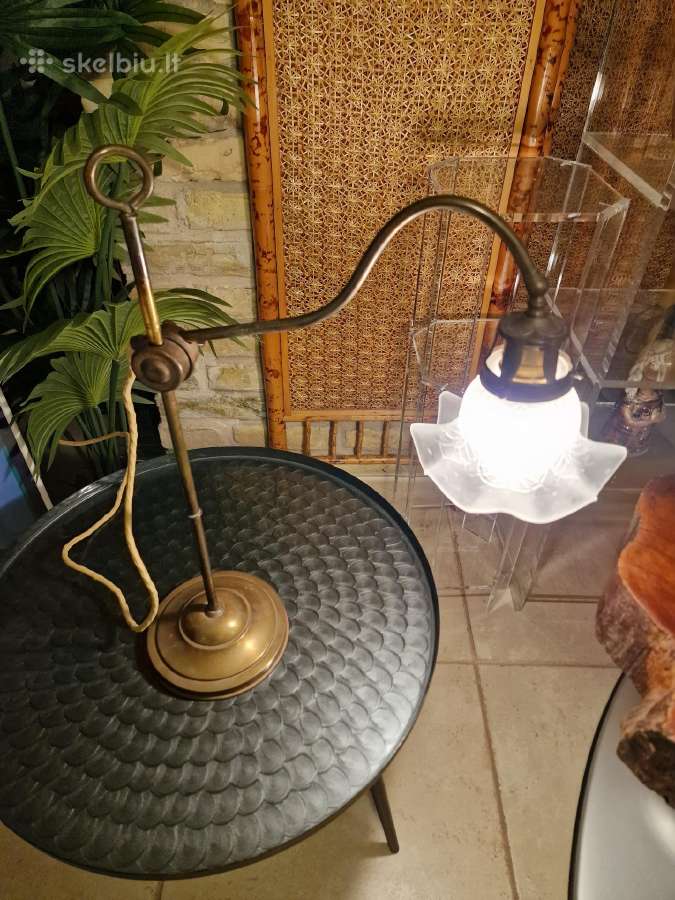 Vintažinė Art Nouveau žalvarinė stalo lempa - nuotraukos Nr. 21