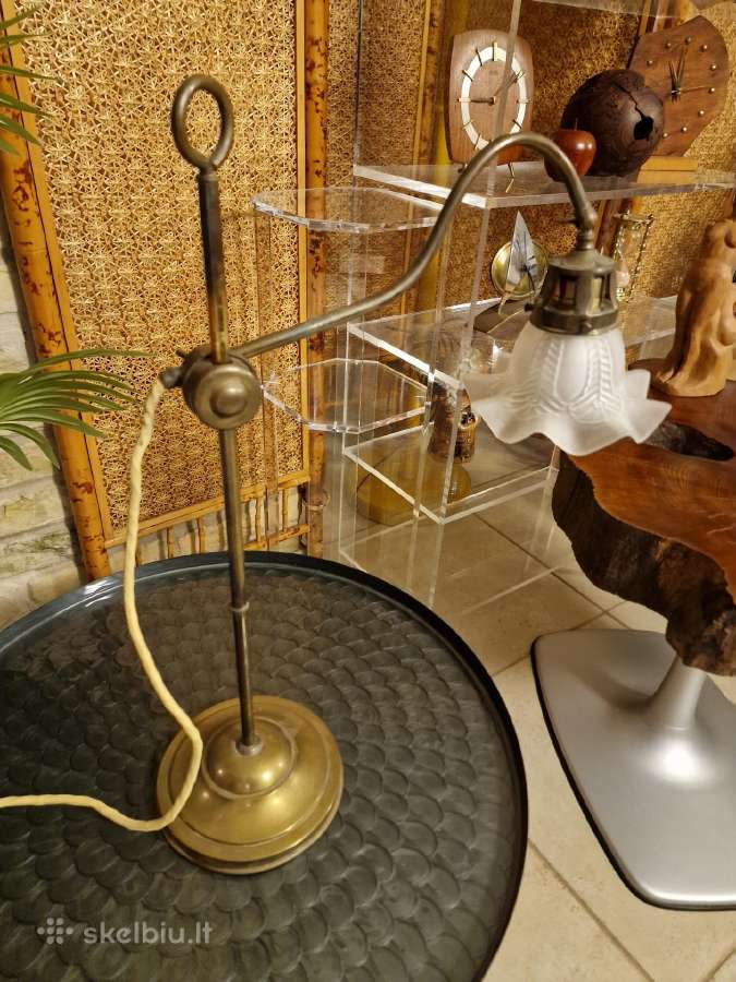Vintažinė Art Nouveau žalvarinė stalo lempa - nuotraukos Nr. 23