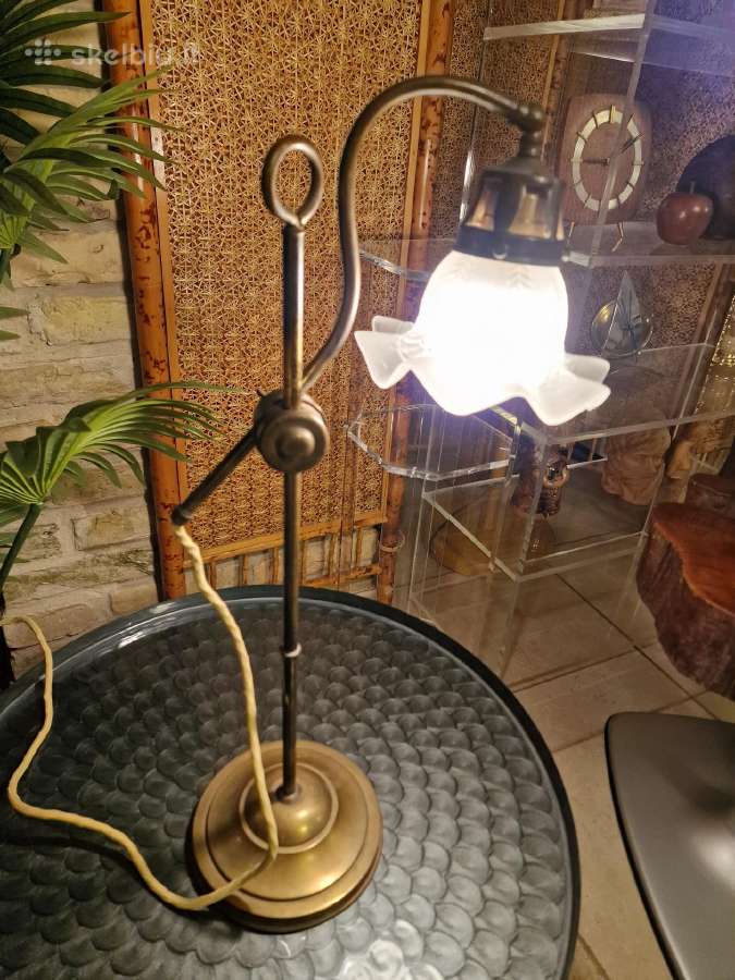 Vintažinė Art Nouveau žalvarinė stalo lempa - nuotraukos Nr. 25
