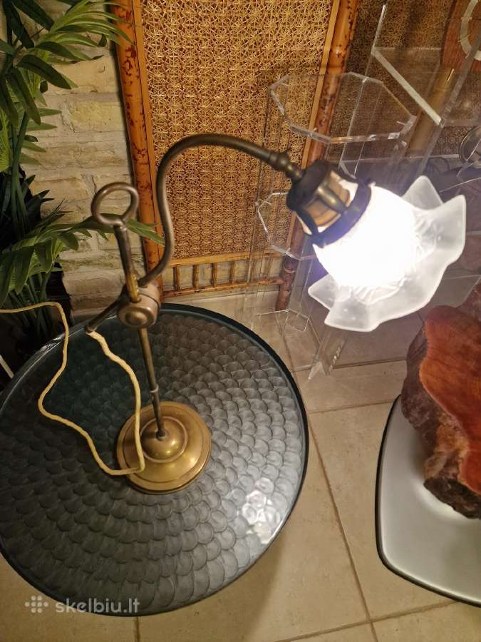 Vintažinė Art Nouveau žalvarinė stalo lempa - nuotraukos Nr. 27