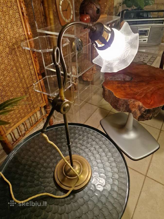Vintažinė Art Nouveau žalvarinė stalo lempa - nuotraukos Nr. 28