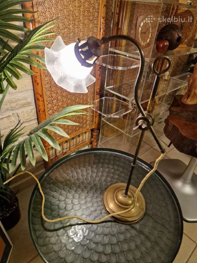 Vintažinė Art Nouveau žalvarinė stalo lempa - nuotraukos Nr. 30