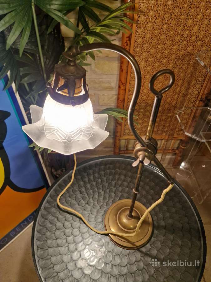 Vintažinė Art Nouveau žalvarinė stalo lempa - nuotraukos Nr. 33