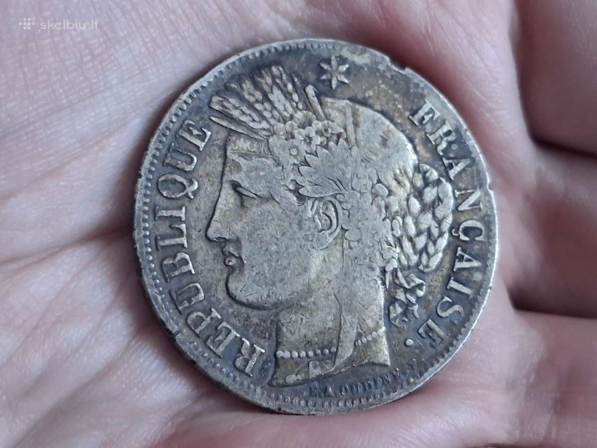Prancūzija 5 frankai 1850 sidabras - nuotraukos Nr. 2