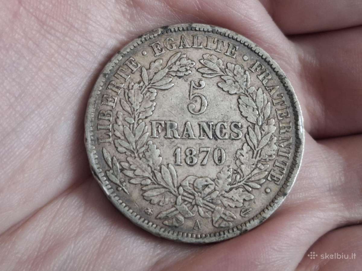 Prancūzija 5 frankai 1870 sidabras