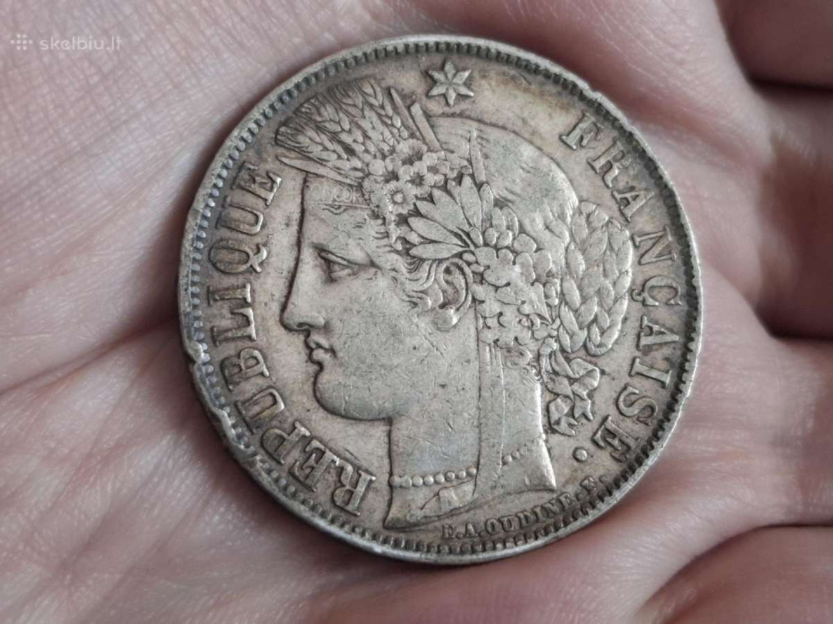 Prancūzija 5 frankai 1870 sidabras - nuotraukos Nr. 2