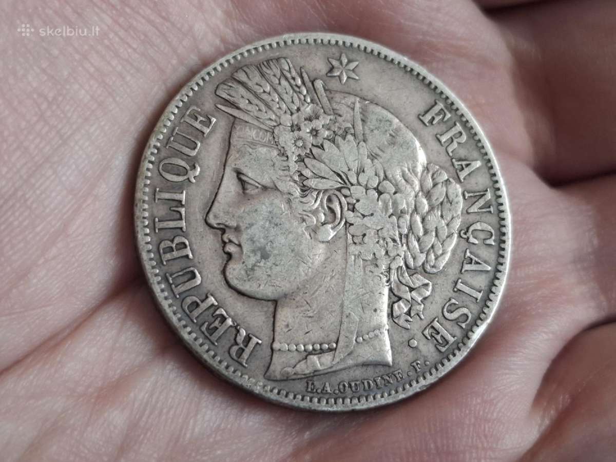 Prancūzija 5 frankai 1851 sidabras - nuotraukos Nr. 2