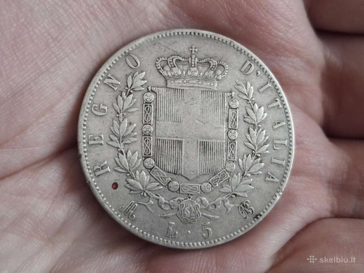 Italija 5 liros 1873 sidabras