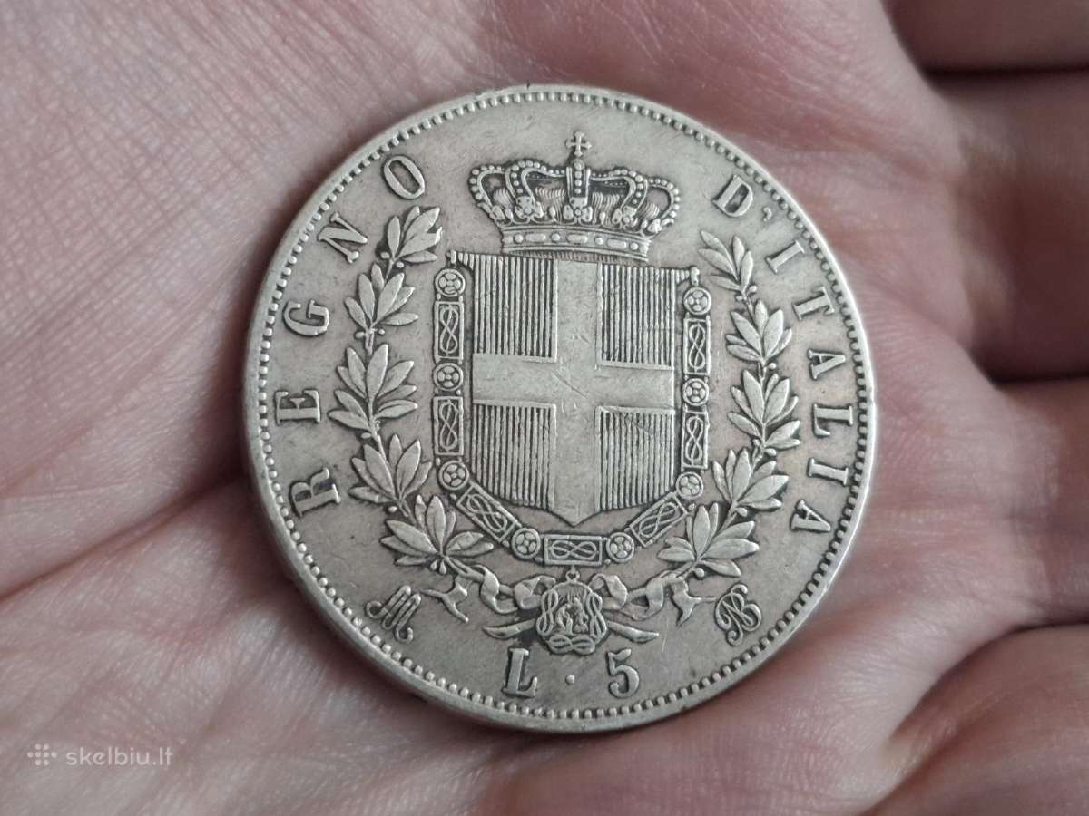 Italija 5 liros 1869 sidabras
