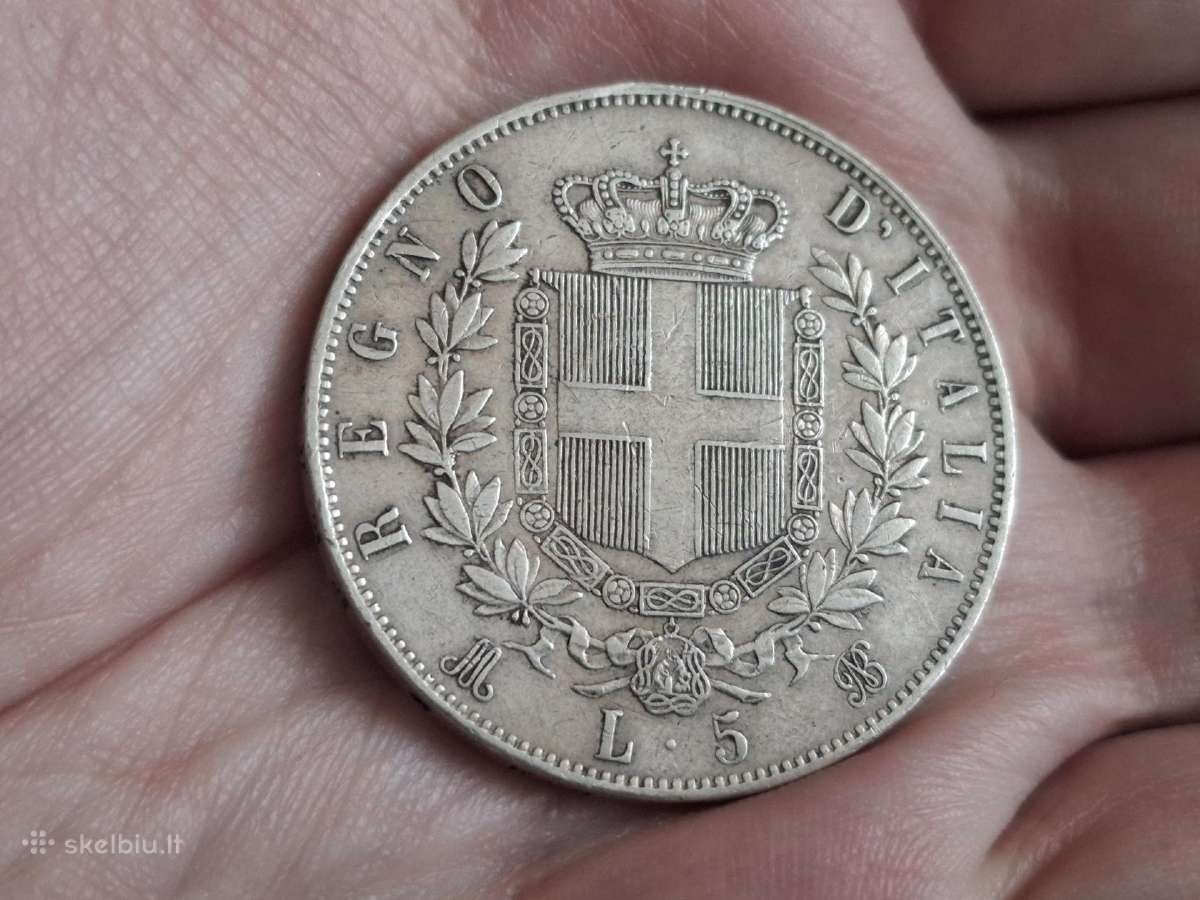 Italija 5 liros 1875 sidabras