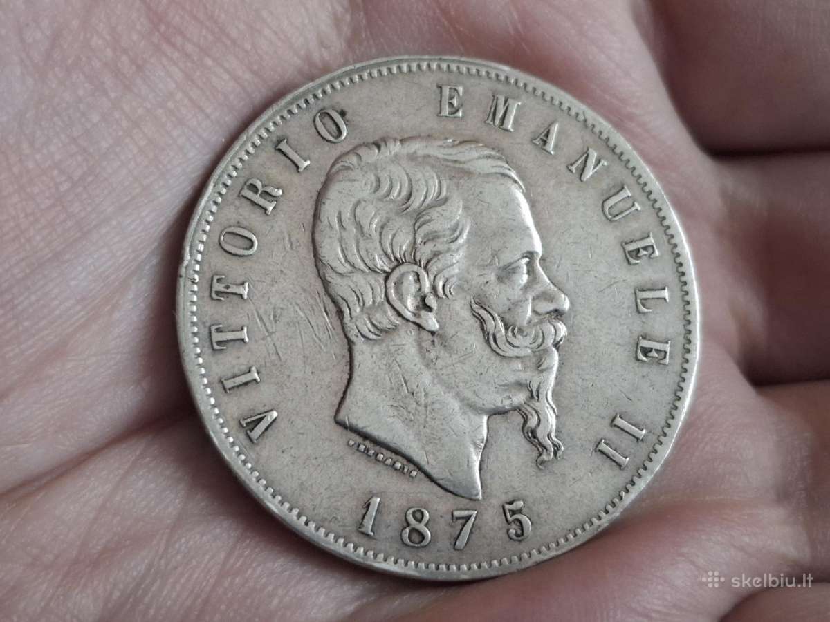 Italija 5 liros 1875 sidabras - nuotraukos Nr. 2