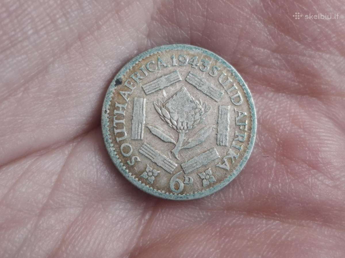 Pietų Afrika 6 pencai 1943 sidabras