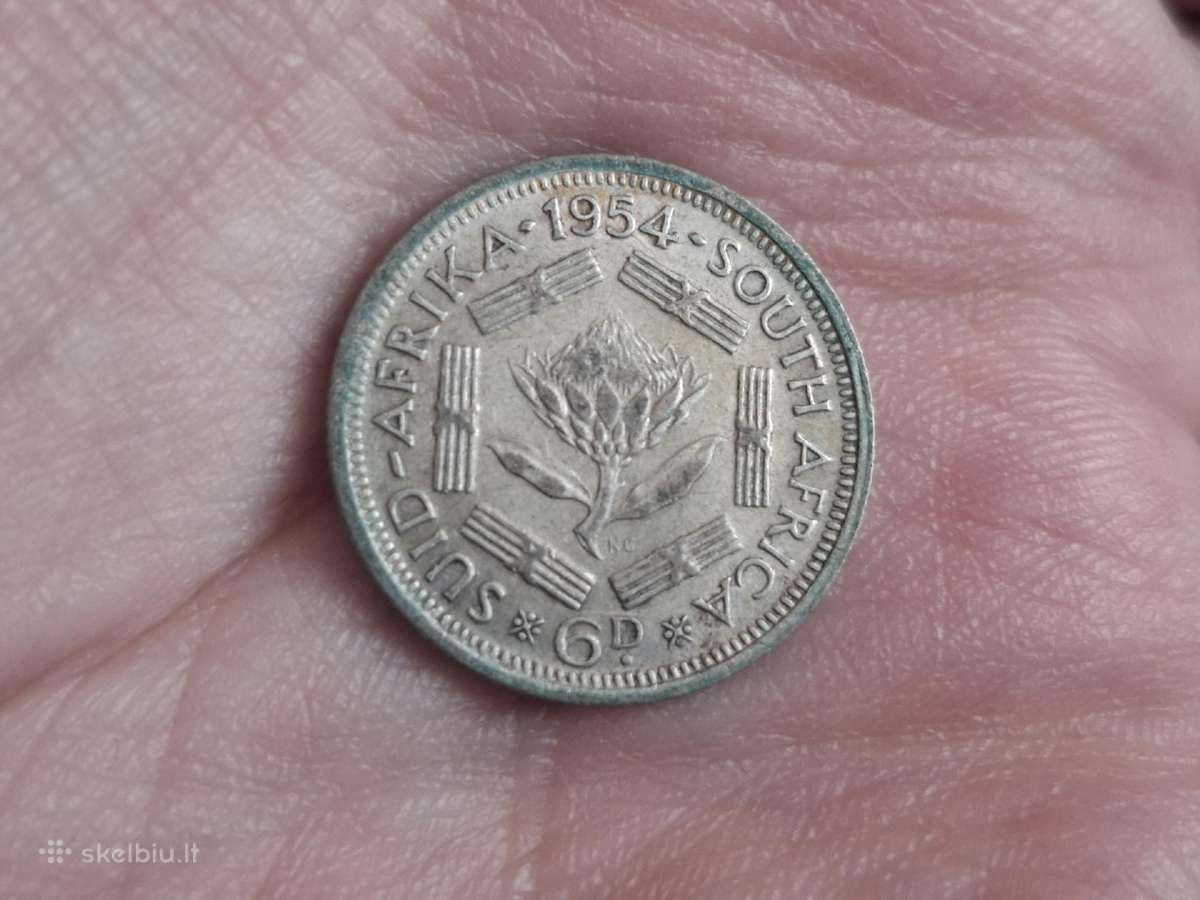 Pietų Afrika 6 pencai 1954 sidabras