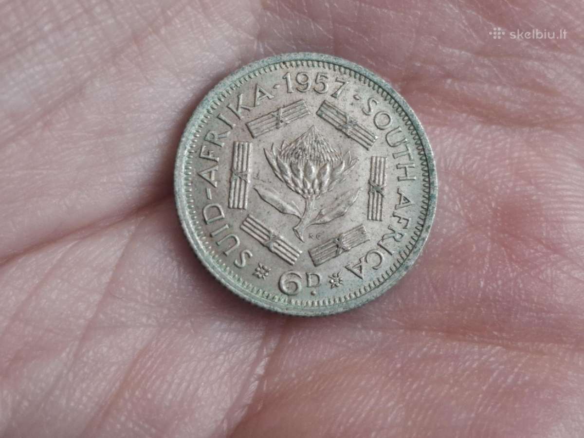 Pietų Afrika 6 pencai 1957 sidabras
