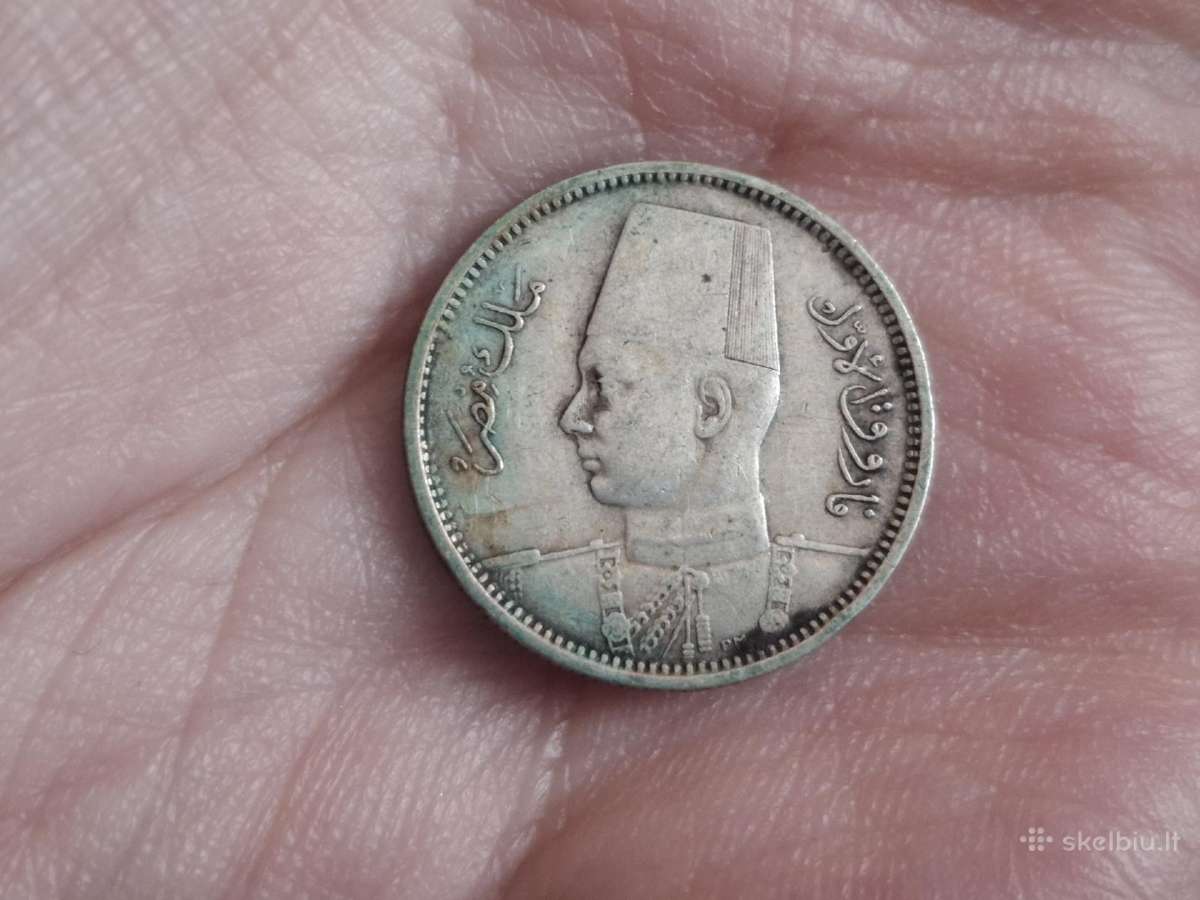 Egiptas 2 piastrės 1937 sidabras - nuotraukos Nr. 2