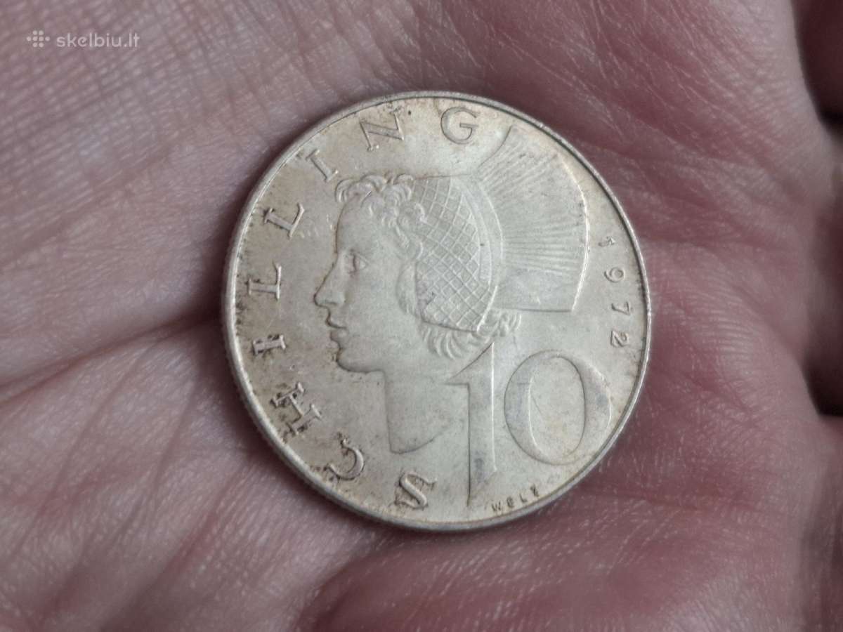 Austrija 10 šilingų 1972 sidabras