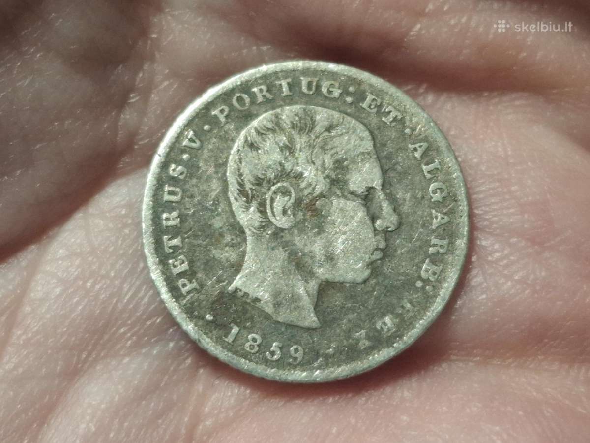 Portugalija 100 reis 1859 sidabras - nuotraukos Nr. 2