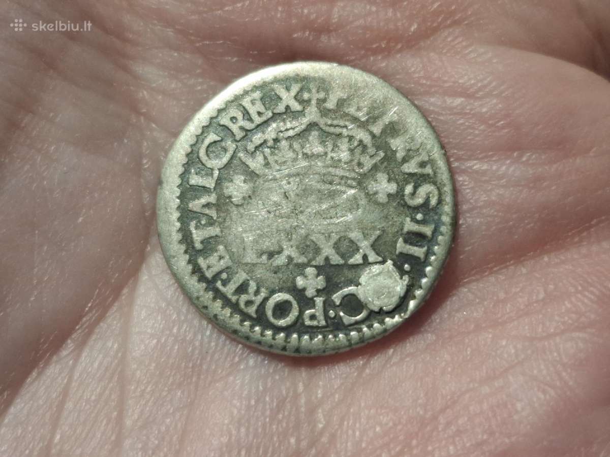 Portugalija 4 vintens 1683 - 1688 sidabras