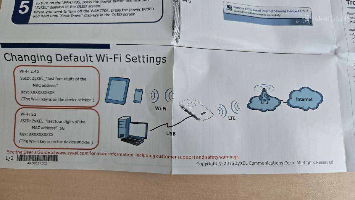 Zyxel Wah7706 Lte mobilus router - nuotraukos Nr. 5