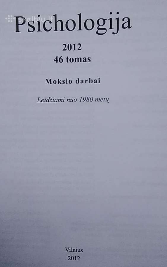Mokslo darbai psichologija 46 tomas 2012 m - nuotraukos Nr. 2