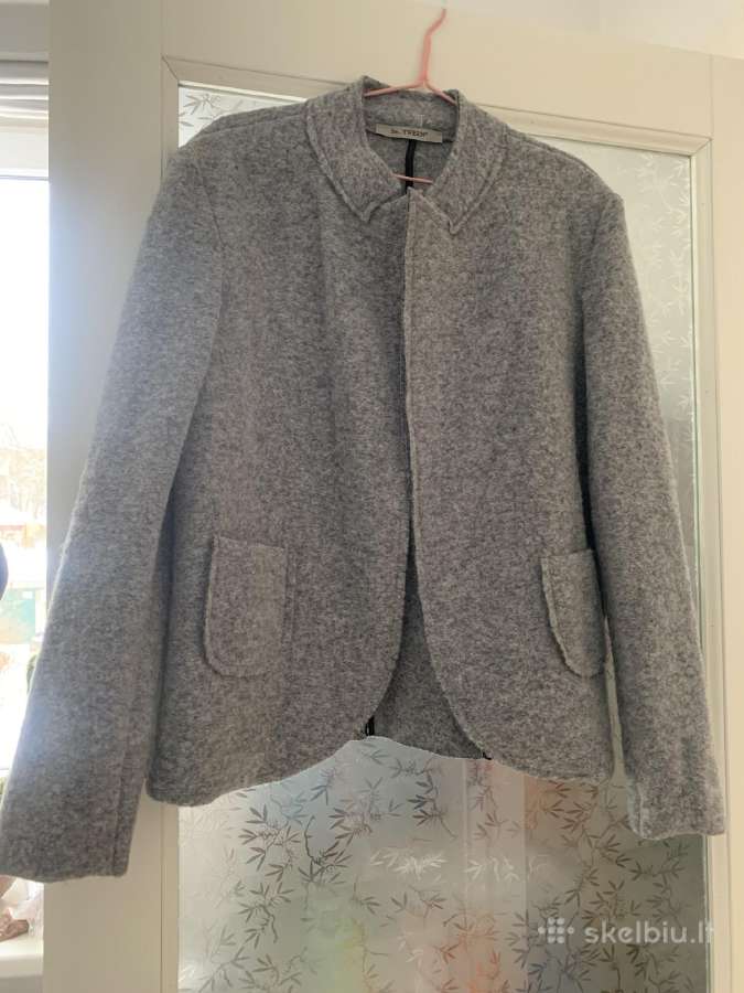 Moteriškas pilkas švarkas su vilna L-XL