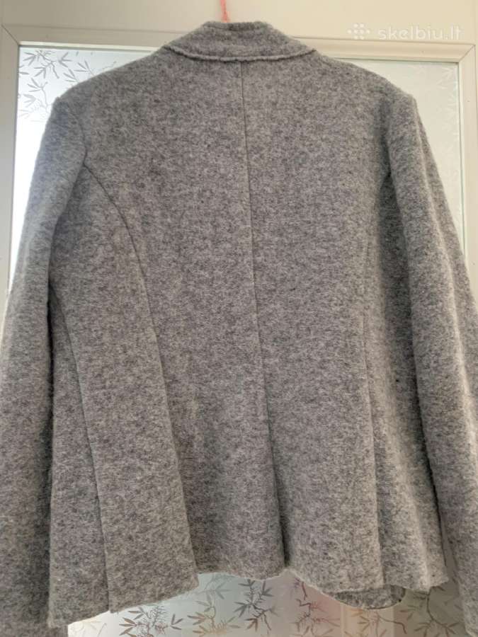 Moteriškas pilkas švarkas su vilna L-XL - nuotraukos Nr. 5