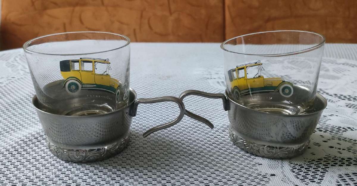 Stiklinės metaliniuose laikikliuose podstakannikai - nuotraukos Nr. 3