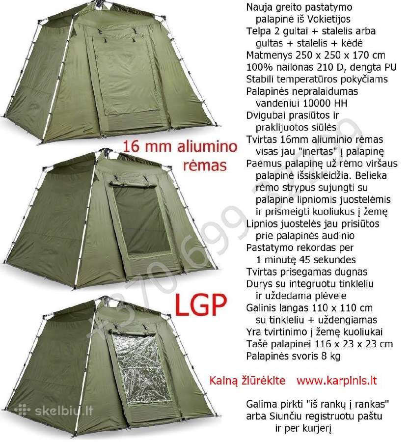 Greito pastatymo karpinė palapinė 159 € - nuotraukos Nr. 7