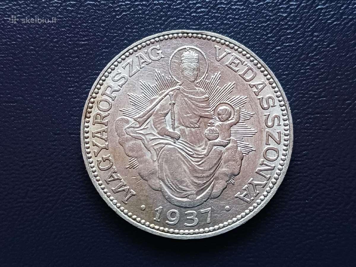 2 pengo 1937m. Vengrija sidabras - nuotraukos Nr. 2