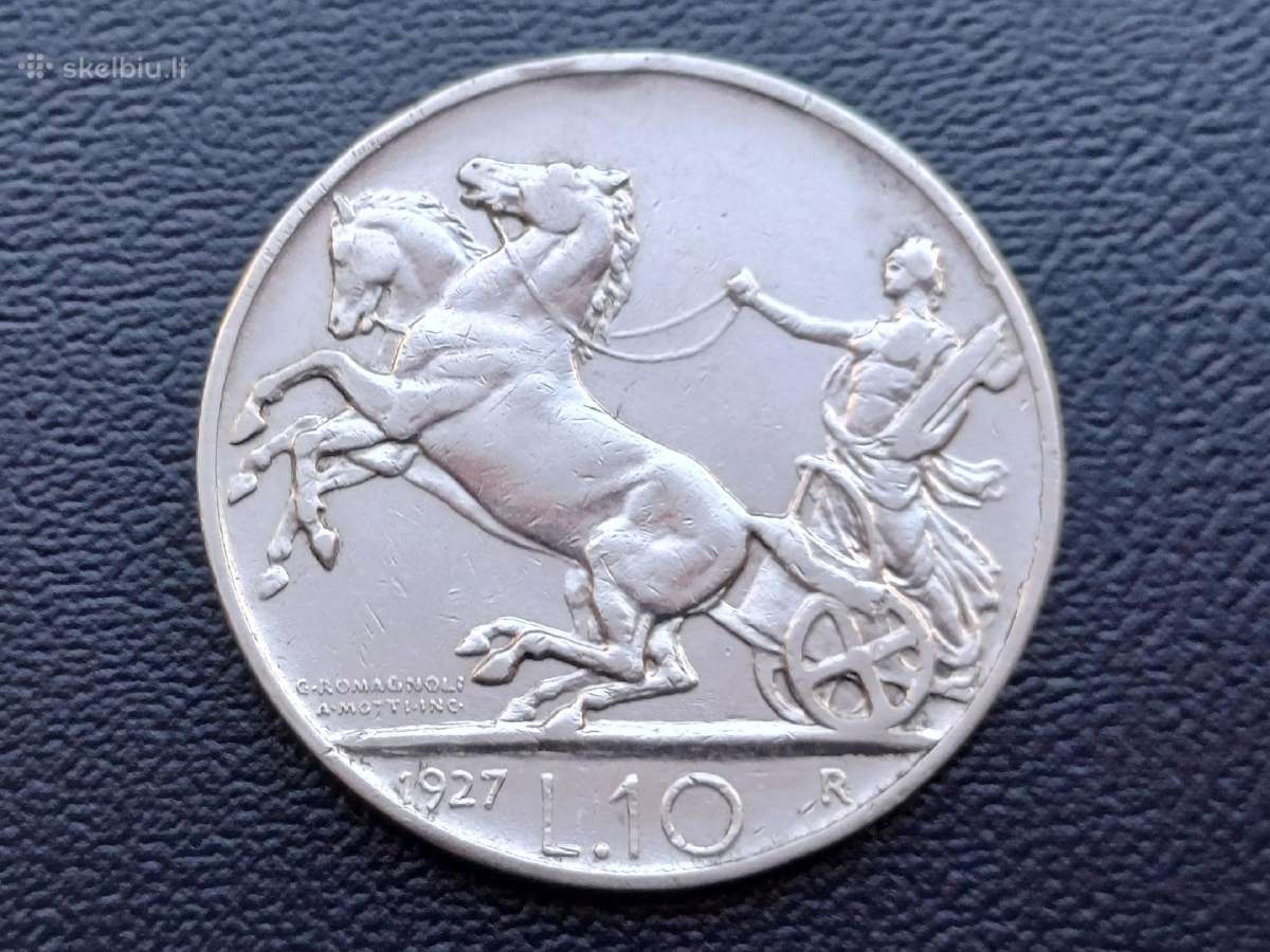 10 lirų 1927m. Italija sidabras
