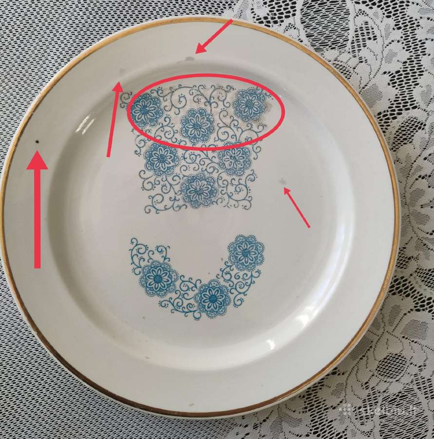 Didelė sena porcelianinė lėkštė skersmuo 35.2cm - nuotraukos Nr. 6