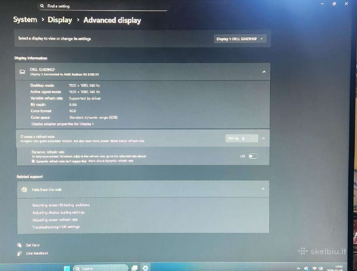Monitorius 1080p 144hz ips