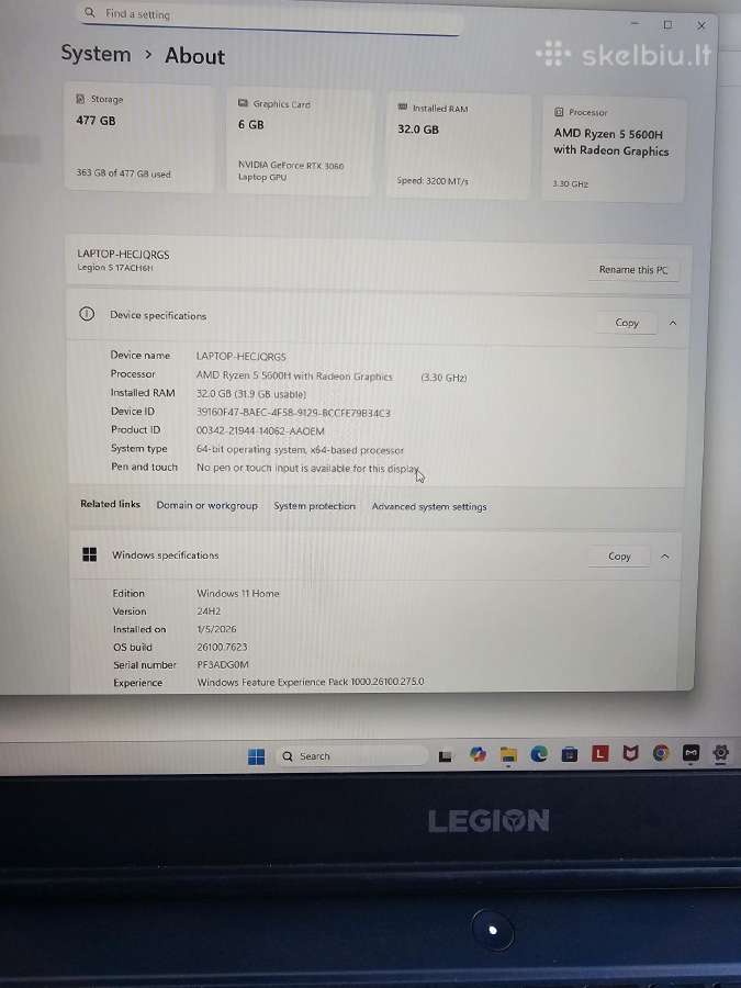 Lenovo legion 17.3 ekranas - nuotraukos Nr. 4