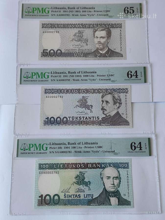 100 500 1000 litų Pmg 64 - 65