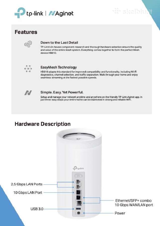 WiFi 7 10gb/s Wan/lan Be22000 Tp-link Hb810 Aginet