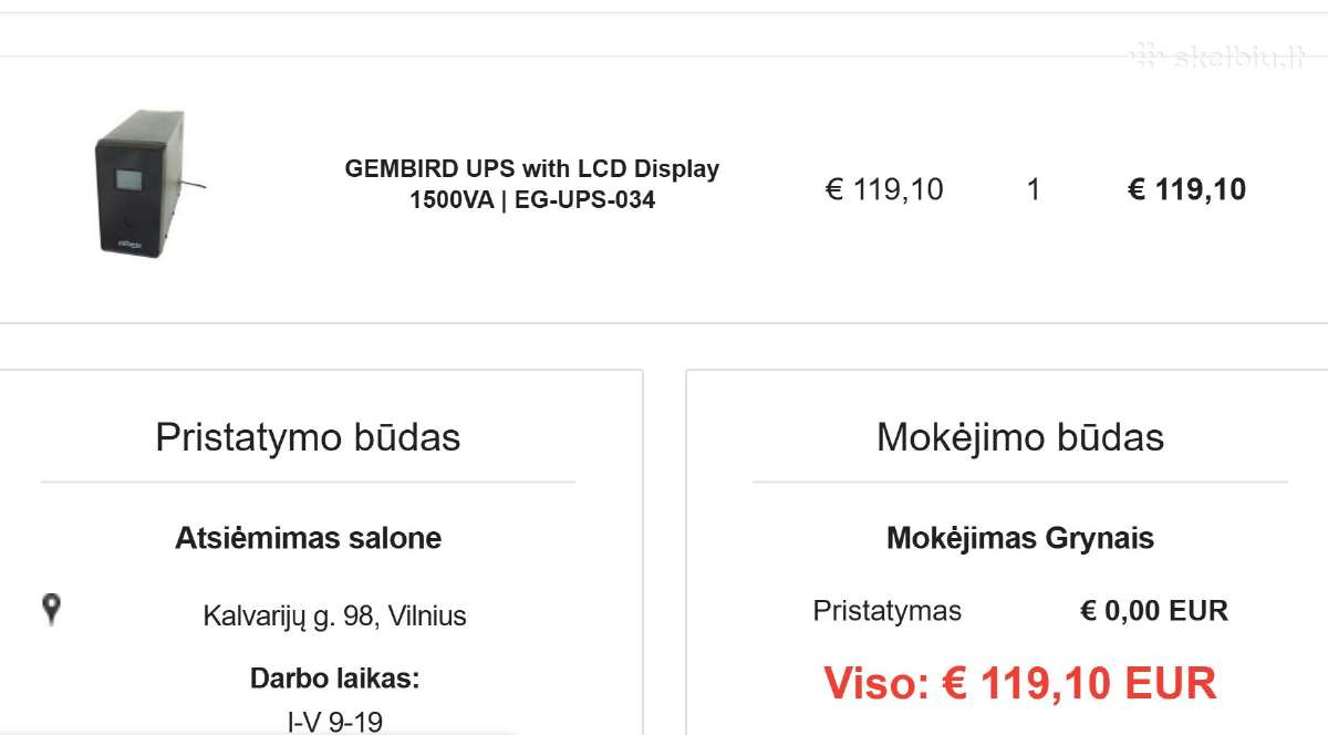 Apynaujas Gembird Ups with LCD Display 1500va 900w - nuotraukos Nr. 2