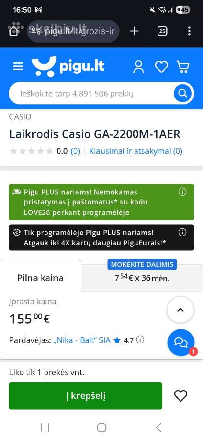 Riešo laikrodis Casio Ga-2200m-1aer - nuotraukos Nr. 6
