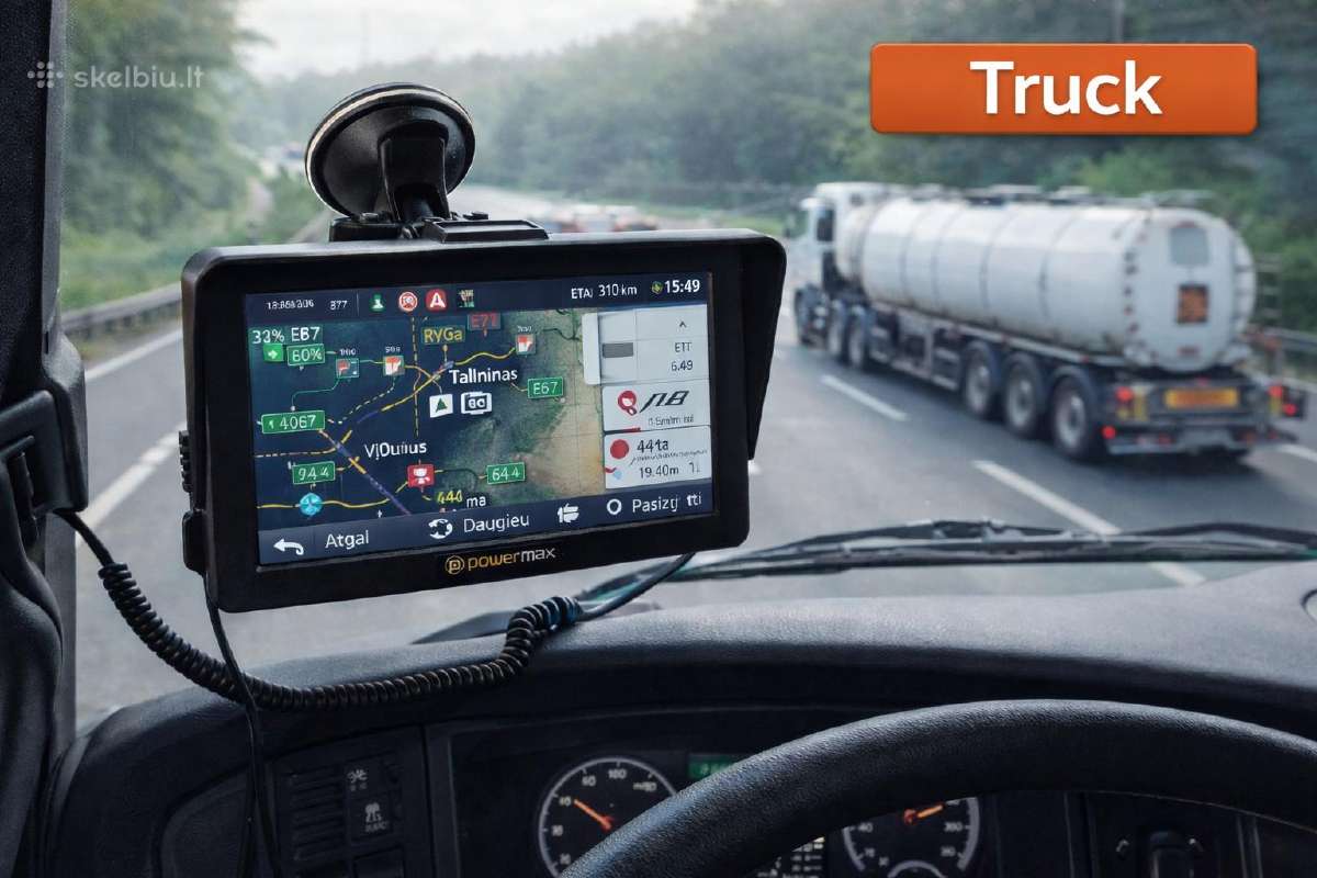 GPS Sunkvežimių Vairuotojams – Powermax 7ekranas
