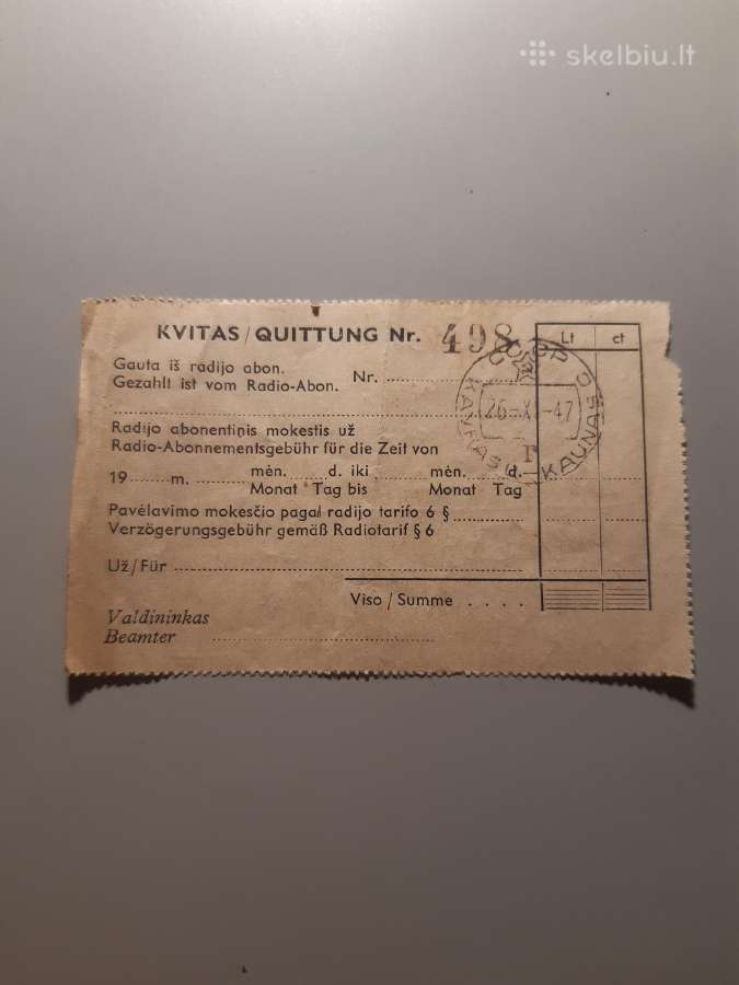 Radijo abonemen. mok. kvitas