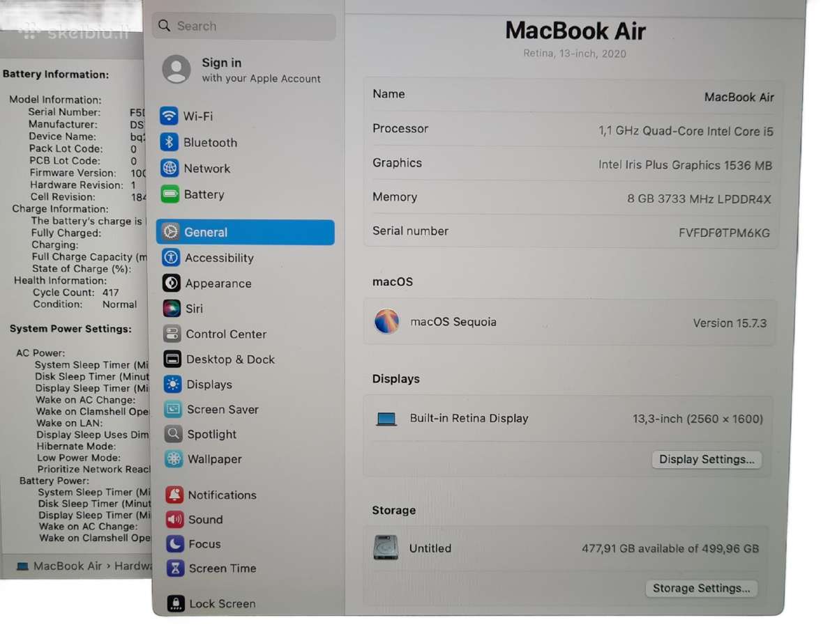 MacBook Air 13 2020 Quad-core Intel I5 8gb/512gb - nuotraukos Nr. 5