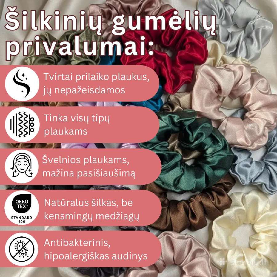 Natūralaus šilko gumytės, šilko rinkiniai - nuotraukos Nr. 6