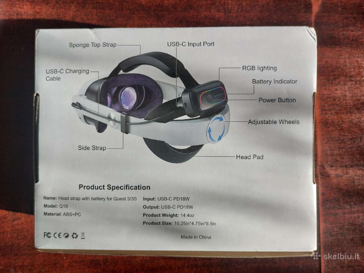 Meta Quest 3/3s Headstrap su 2magnetinėm baterijom - nuotraukos Nr. 2