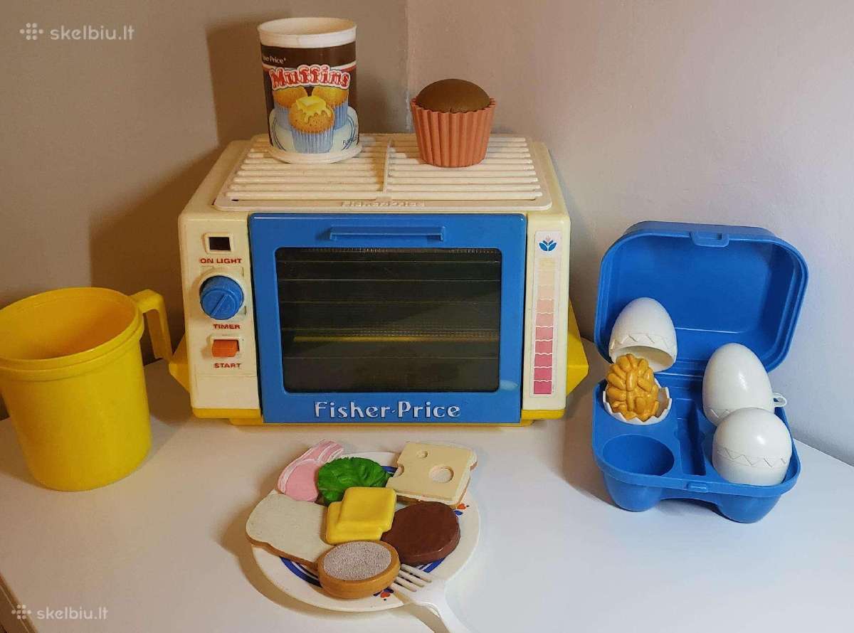 Vintažinė „fisher-price“ žaislinė orkaitė/virtuvė