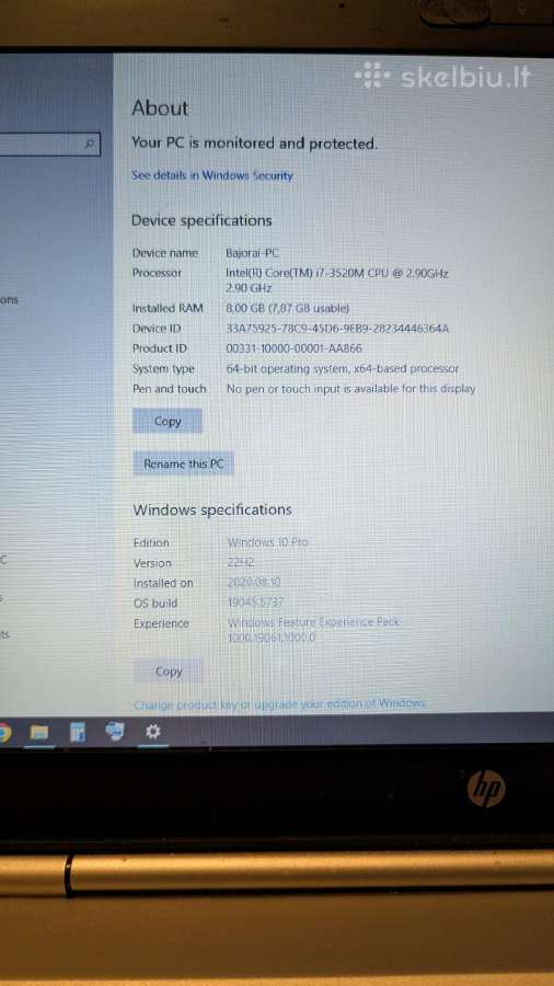 Hp Elitebook 8470p i7 8gb + docking station - nuotraukos Nr. 2