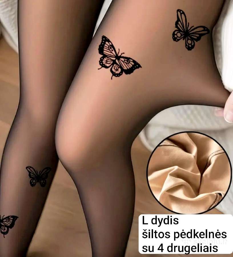 Šiltos pėdkelnės su 4 drugeliais L dydis