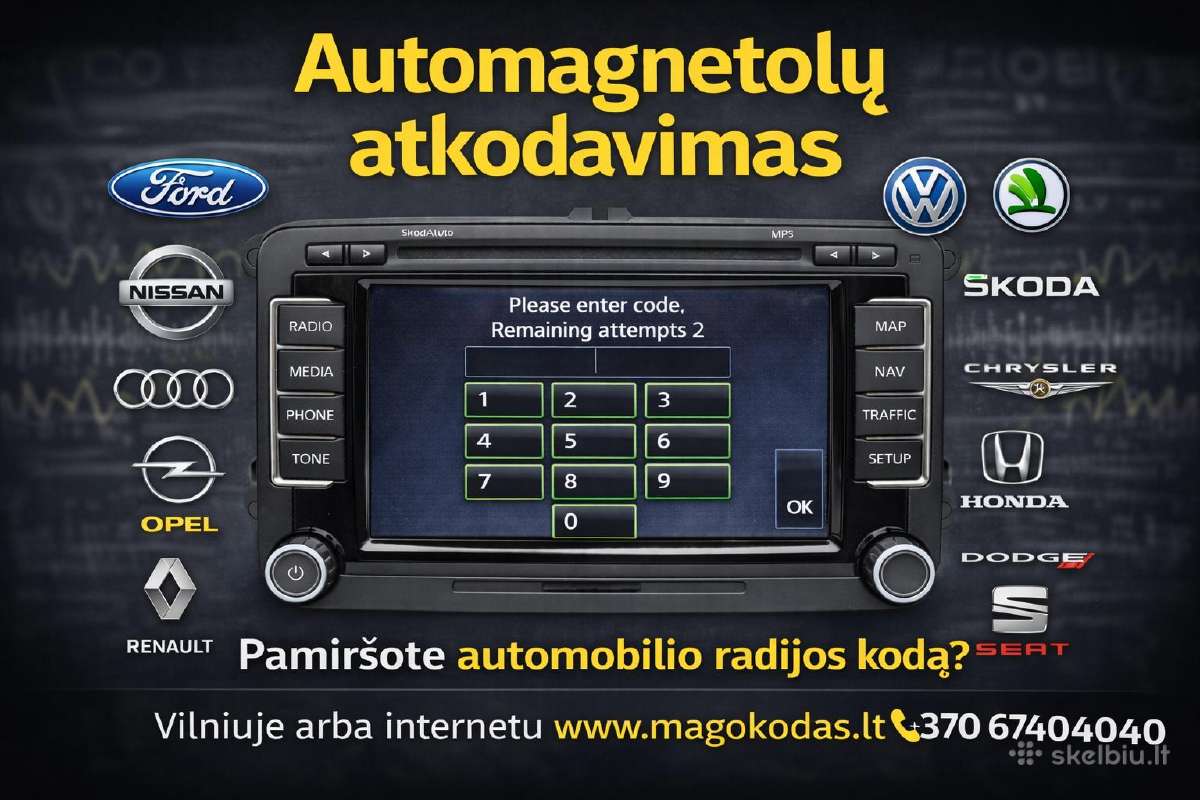 Automagnetolų atkodavimas Vilniuje arba Internetu