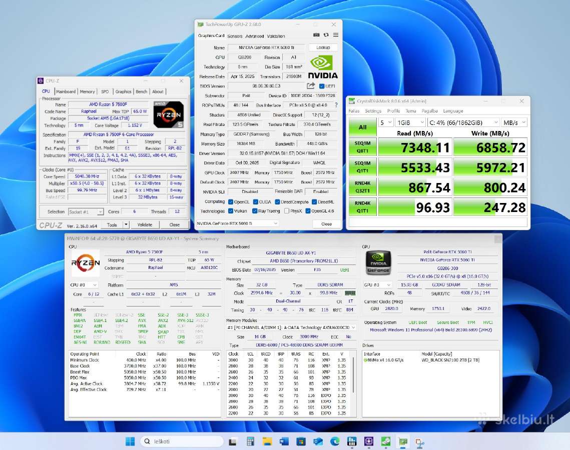 R5-7500f Am5, 32gb/ddr5, 16gb/5060ti, 2tb/SSD, Wf+ - nuotraukos Nr. 7
