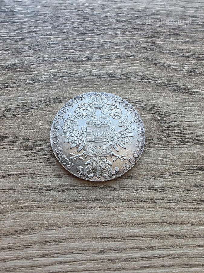 1780 metų 1 taleris Austrija Restraikas Sidabras - nuotraukos Nr. 2
